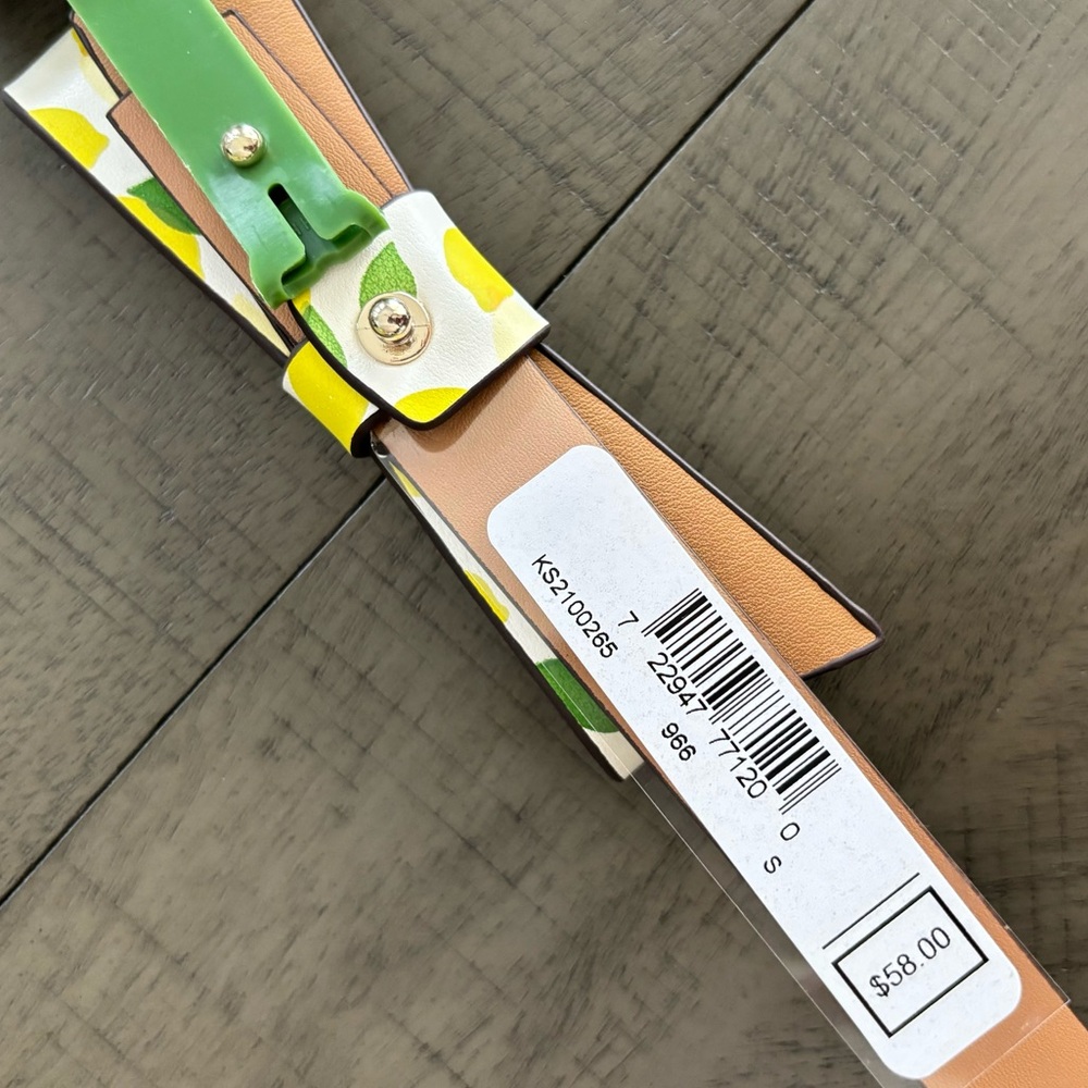 KATE SPADE NY Genuine Leather Lemon and Leaf Design Bow Belt--NWT--S - Picture 5 of 7